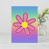 Invitation Arc-en-ciel avec Fleur Rose (Debout devant)
