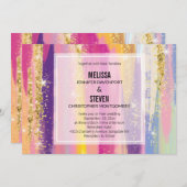 Invitation Arc-en-ciel avec Mariage de Parties scintillant en (Devant / Derrière)