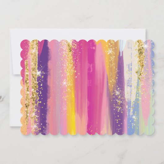 Invitation Arc-en-ciel avec Parties scintillant d'or Nouvel A (Dos)