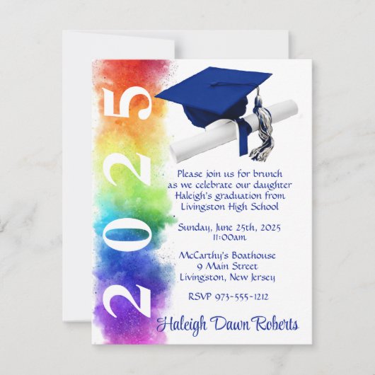 Invitation Arc-en-ciel avec Royal Blue Graduation (Devant)