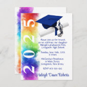 Invitation Arc-en-ciel avec Royal Blue Graduation (Devant / Derrière)