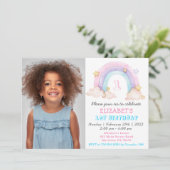 Invitation Arc en ciel avec votre photo Anniversaire (Debout devant)