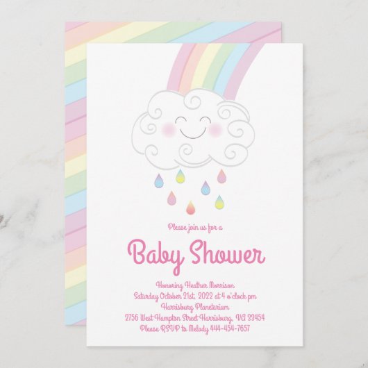Invitation Arc-en-ciel Baby shower (Devant / Derrière)
