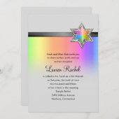 Invitation Arc-en-ciel bat mitzvah et ruban noir Silver Star (Devant / Derrière)