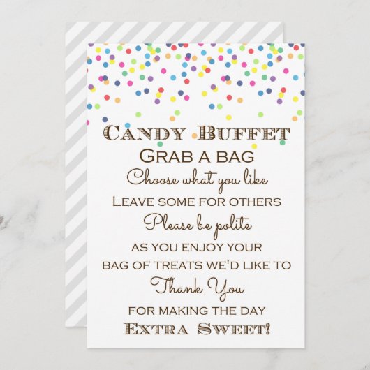 Invitation Arc en ciel Bébé Sprinted Table Sign Size 5x7" (Devant / Derrière)