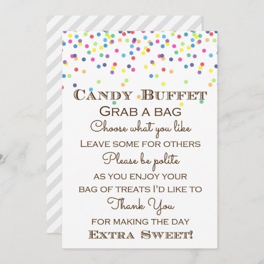 Invitation Arc en ciel Bébé Sprinted Table Sign Size 5x7" (Devant / Derrière)