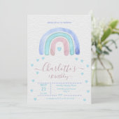 Invitation Arc-en-ciel bleu pourpre n'importe quel anniversai (Debout devant)