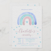 Invitation Arc-en-ciel bleu pourpre n'importe quel anniversai (Devant / Derrière)
