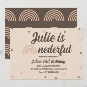 Invitation Arc-en-ciel bohème premier anniversaire Onederday 