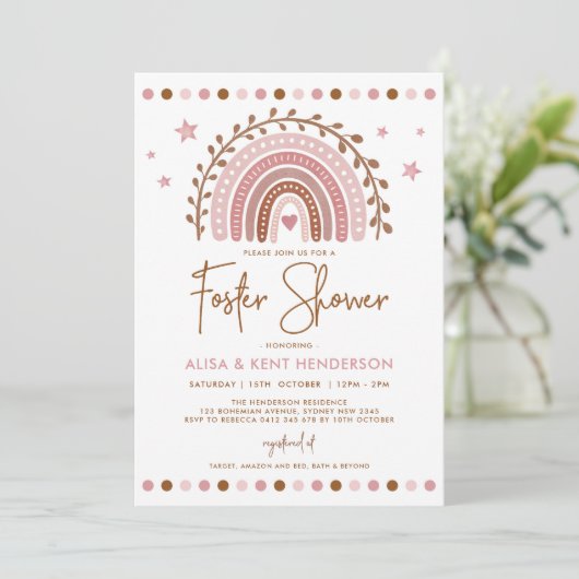 Invitation Arc-en-ciel Boho | Douche Foster En Terracotta Ros (Debout devant)