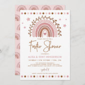 Invitation Arc-en-ciel Boho | Douche Foster En Terracotta Ros (Devant / Derrière)