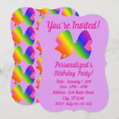 Invitation Arc-en-ciel Bow - Arc bow rose et violet pour anni (Devant / Derrière)