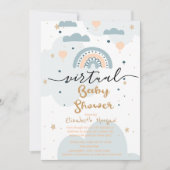 Invitation Arc en ciel, Clouds Stars Baby shower virtuel (Devant)