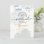 Invitation Arc en ciel, Clouds Stars Baby shower virtuel (Debout devant)