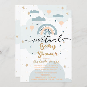 Invitation Arc en ciel, Clouds Stars Baby shower virtuel