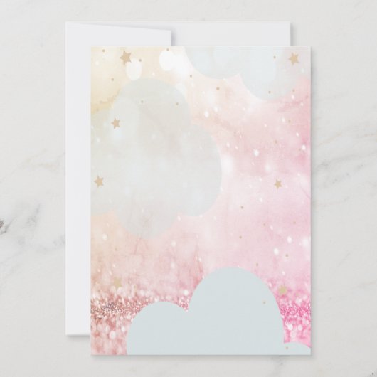 Invitation Arc en ciel, Clouds Stars Bokeh Baby shower virtue (Dos)