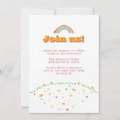 Invitation Arc en ciel coloré Anniversaire de enfant amusant (Dos)