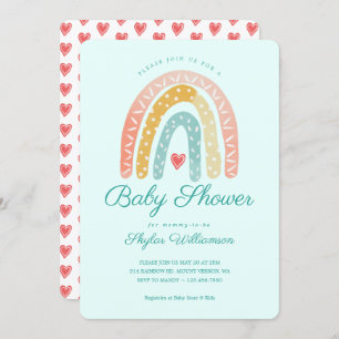 Invitation Arc en ciel coloré & Coeurs Baby shower garçon