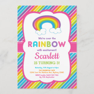 Invitation Arc-en-ciel coloré Girly de fête d'anniversaire
