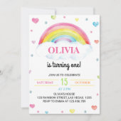 Invitation Arc en ciel coloré Moderne 1er anniversaire Invita (Devant)