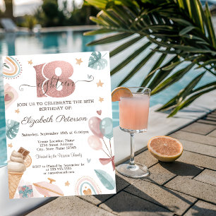 Invitation Arc-en-ciel, Crème glacée, Ballons Été 18e anniver