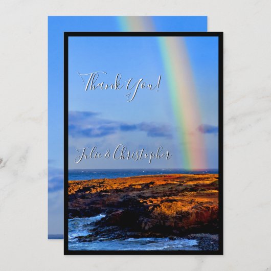 Invitation Arc-en-ciel d'amour et de bonheur, Mariage, Merci (Devant / Derrière)