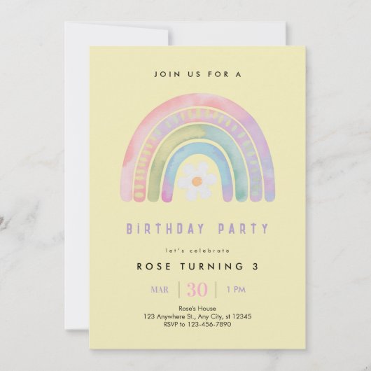 Invitation Arc En Ciel De Fun Anniversaire (Devant)