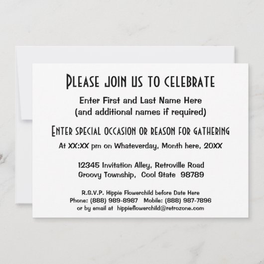 Invitation Arc en ciel de Squishy Dough (Dos)