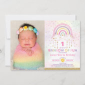 Invitation Arc en ciel des nuages amusants Étoiles Filles Fêt (Devant)