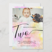 Invitation Arc-en-ciel en or parties scintillant pastel une p (Devant)