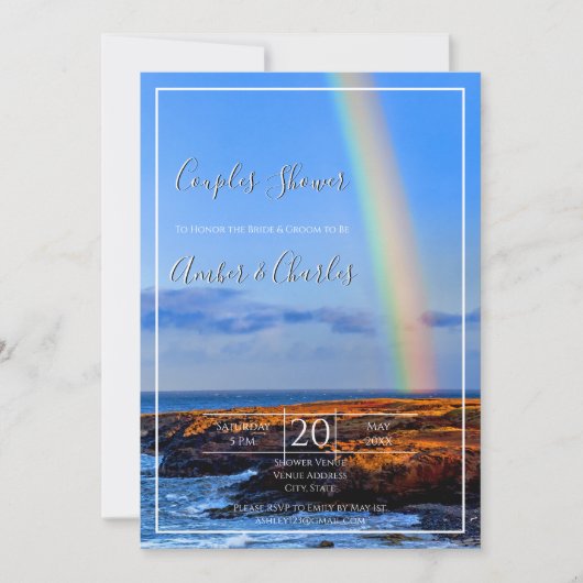 Invitation Arc-en-ciel, Espoir & Bonheur, Mariage Couples Dou (Devant)