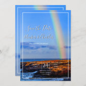 Invitation Arc en ciel, Espoir & Bonheur, Mariage Sauvez la D (Devant / Derrière)