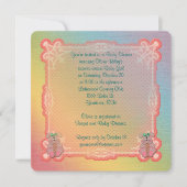 Invitation Arc en ciel et lapins Baby Girl Douche (Devant)
