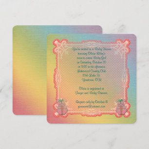 Invitation Arc en ciel et lapins Baby Girl Douche