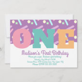 Invitation Arc-en-ciel et Nuages Paillettes Pastel pour le Pr (Devant)