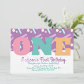 Invitation Arc-en-ciel et Nuages Paillettes Pastel pour le Pr (Debout devant)