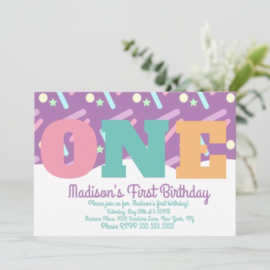 Invitation Arc-en-ciel et nuages Pastel arrosées Turner un (Debout devant)