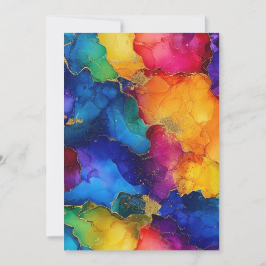 Invitation Arc-en-ciel et Parties scintillant d'or Encre d'al (Dos)