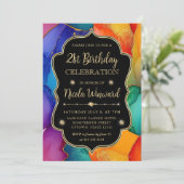 Invitation Arc-en-ciel et Parties scintillant d'or Encre d'al (Debout devant)