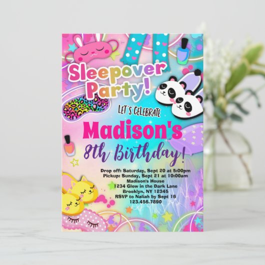 Invitation Arc-en-ciel fête d'anniversaire (Debout devant)