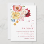 Invitation Arc-en-ciel Fleurs d'aquarelle Printemps Mariage (Devant)