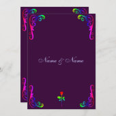 Invitation Arc-en-ciel gai et pourpre d'invitation de mariage (Devant / Derrière)