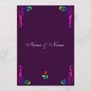 Invitation Arc-en-ciel gai et pourpre d'invitation de mariage