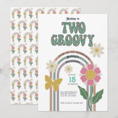 Invitation Arc-en-ciel Groovy | 2e anniversaire (Devant / Derrière)