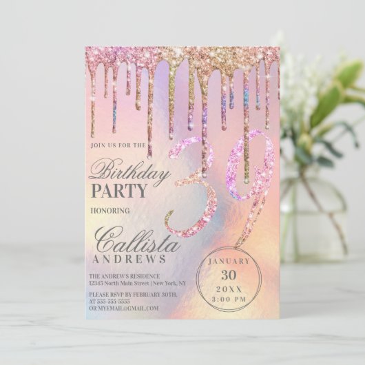 Invitation Arc-en-ciel Holographique Parties scintillant Driv (Debout devant)