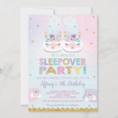 Invitation Arc-en-ciel Llama Sleepover fête d'anniversaire (Devant)