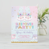 Invitation Arc-en-ciel Llama Sleepover fête d'anniversaire (Debout devant)