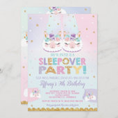 Invitation Arc-en-ciel Llama Sleepover fête d'anniversaire (Devant / Derrière)