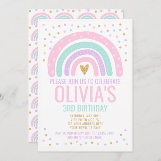 Invitation Arc-en-ciel Moderne (Devant / Derrière)