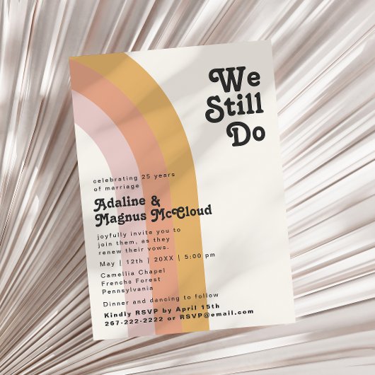 Invitation Arc-en-ciel moderne des années 70 Nous faisons enc